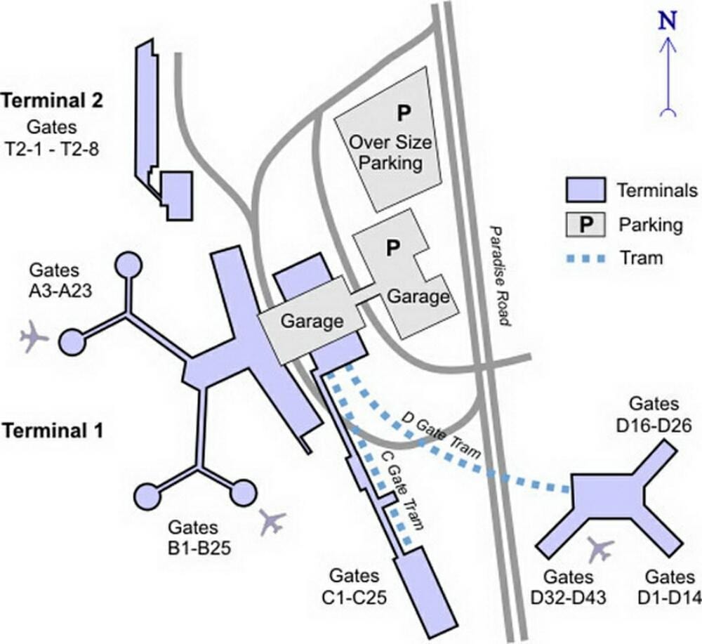Aeroportul McCarran terminal hartă